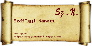 Szügyi Nanett névjegykártya
